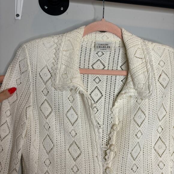 Vintage Caroline Charles London Knit Crochet Blazer Jacket - Picture 3 of 10
